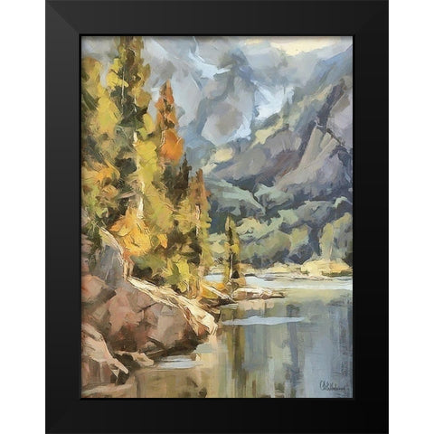 Lake in the Mountains Black Modern Wood Framed Art Print by Medeiros, Celito