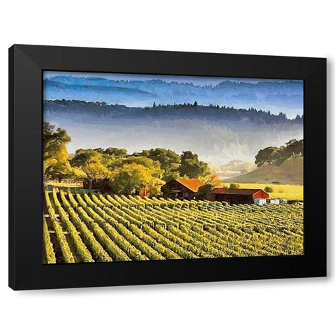 Wineyards Black Modern Wood Framed Art Print by Medeiros, Celito