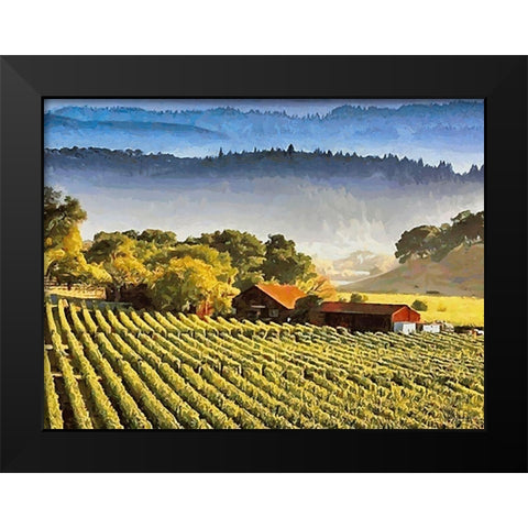 Wineyards Black Modern Wood Framed Art Print by Medeiros, Celito