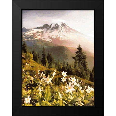 White Flowers in the Alps Black Modern Wood Framed Art Print by Medeiros, Celito
