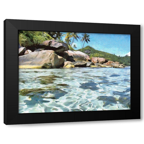 Rock on Seychelles Black Modern Wood Framed Art Print with Double Matting by Medeiros, Celito