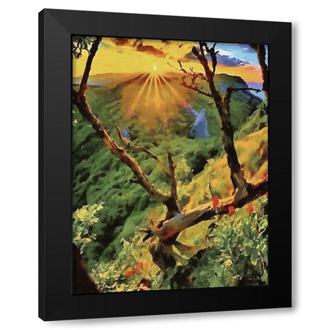 Dry Tree with Sunset Black Modern Wood Framed Art Print by Medeiros, Celito