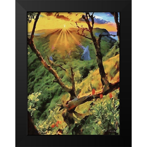 Dry Tree with Sunset Black Modern Wood Framed Art Print by Medeiros, Celito