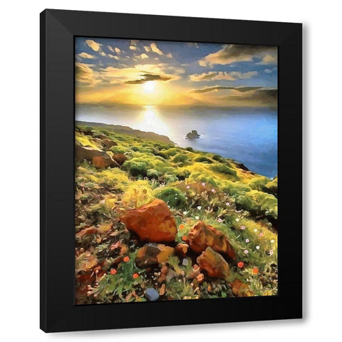 Romantic Sunset over the Shore Black Modern Wood Framed Art Print with Double Matting by Medeiros, Celito