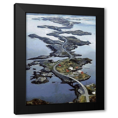 Great Street in Norway Black Modern Wood Framed Art Print by Medeiros, Celito