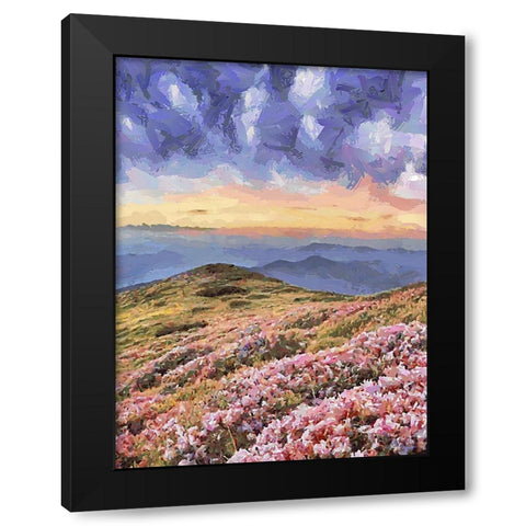 Flovers in the Mountains I Black Modern Wood Framed Art Print with Double Matting by Medeiros, Celito