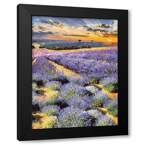 Lavender Field II Black Modern Wood Framed Art Print by Medeiros, Celito