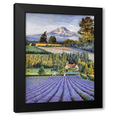 Lavender Field V Black Modern Wood Framed Art Print by Medeiros, Celito