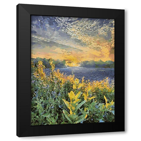 Sunset over Flowers II Black Modern Wood Framed Art Print with Double Matting by Medeiros, Celito