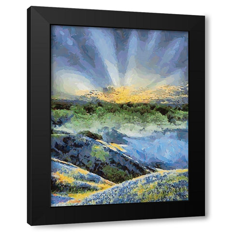 Sunset over Flowers III Black Modern Wood Framed Art Print by Medeiros, Celito