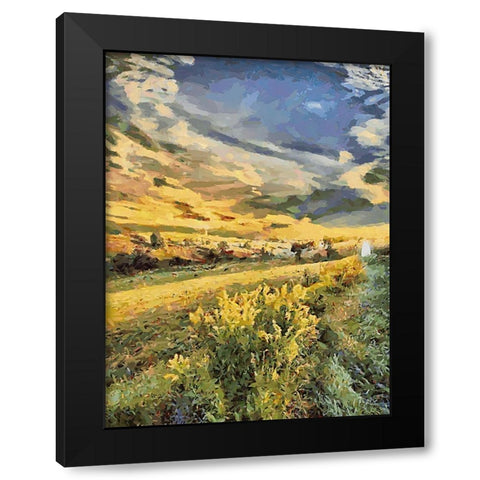 Sunset over Flowers V Black Modern Wood Framed Art Print by Medeiros, Celito