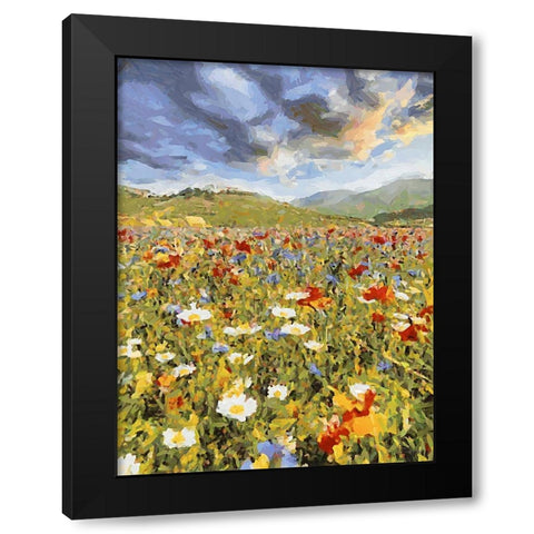 Sunset over Flowers VI Black Modern Wood Framed Art Print with Double Matting by Medeiros, Celito