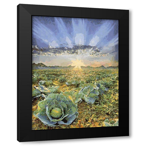 Sunset over Flowers VII Black Modern Wood Framed Art Print by Medeiros, Celito