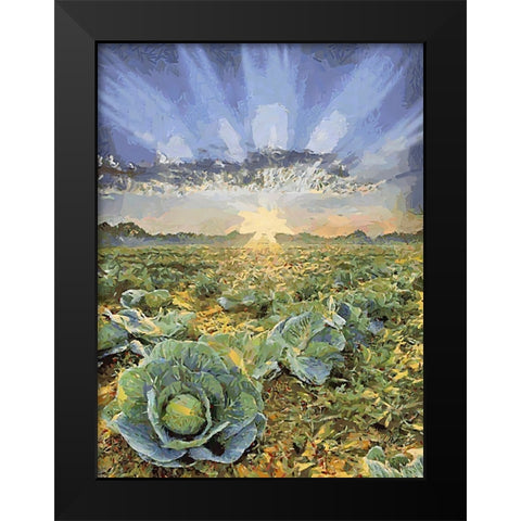 Sunset over Flowers VII Black Modern Wood Framed Art Print by Medeiros, Celito