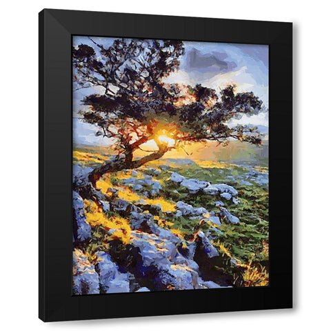 Sunset behind a Tree II Black Modern Wood Framed Art Print with Double Matting by Medeiros, Celito