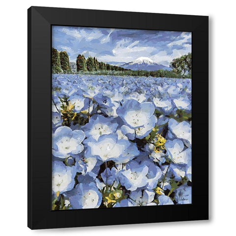 Field with Purple Flowers I Black Modern Wood Framed Art Print with Double Matting by Medeiros, Celito