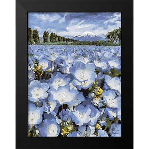 Field with Purple Flowers I Black Modern Wood Framed Art Print by Medeiros, Celito