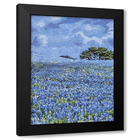 Field with Purple Flowers III Black Modern Wood Framed Art Print by Medeiros, Celito