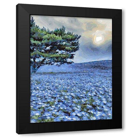 Field with Purple Flowers IV Black Modern Wood Framed Art Print by Medeiros, Celito