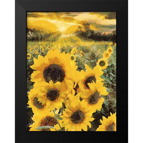 Sunflowers Collection IV Black Modern Wood Framed Art Print by Medeiros, Celito