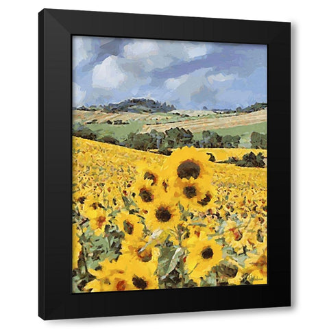 Sunflowers Collection V Black Modern Wood Framed Art Print with Double Matting by Medeiros, Celito