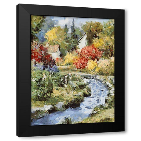 Landscapes in Monet Style XXII Black Modern Wood Framed Art Print with Double Matting by Medeiros, Celito