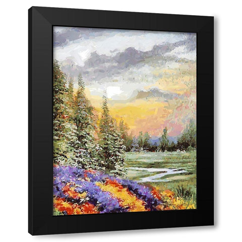 Landscapes in Monet Style XXXI Black Modern Wood Framed Art Print with Double Matting by Medeiros, Celito