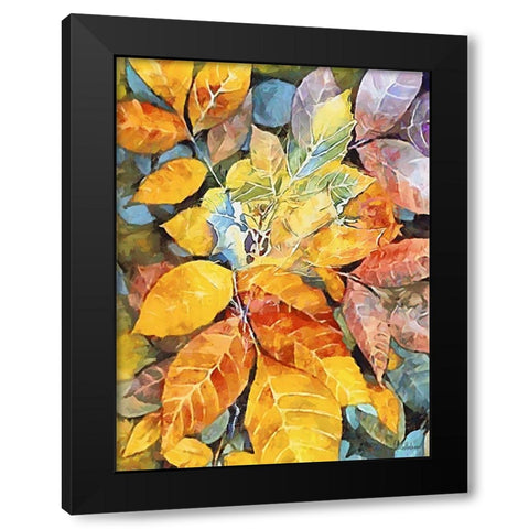 Autumn Leaves IV Black Modern Wood Framed Art Print by Medeiros, Celito