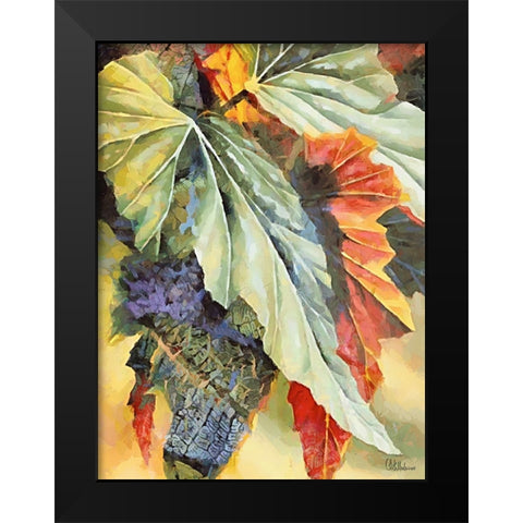 Autumn Leaves VII Black Modern Wood Framed Art Print by Medeiros, Celito