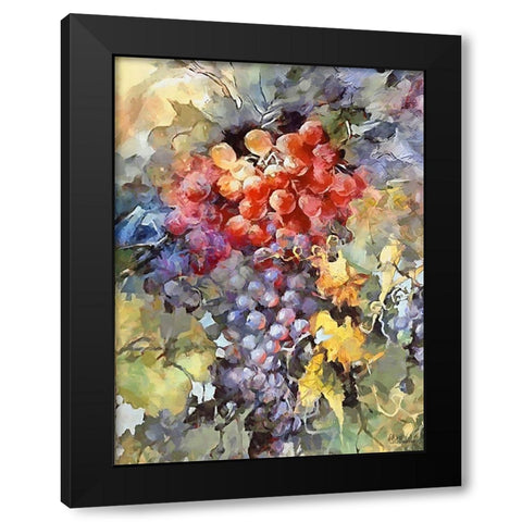 Grapes V Black Modern Wood Framed Art Print with Double Matting by Medeiros, Celito