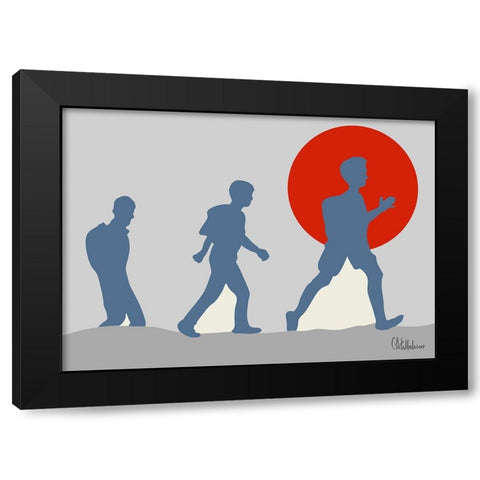 Still walking under red Sun Black Modern Wood Framed Art Print by Medeiros, Celito