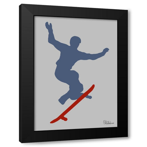 Red Skateboard Black Modern Wood Framed Art Print with Double Matting by Medeiros, Celito