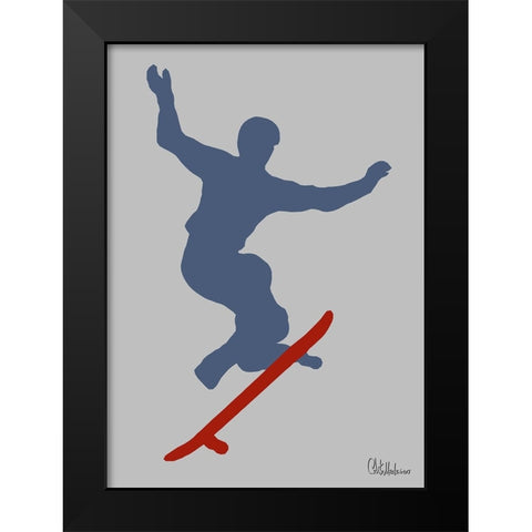 Red Skateboard Black Modern Wood Framed Art Print by Medeiros, Celito