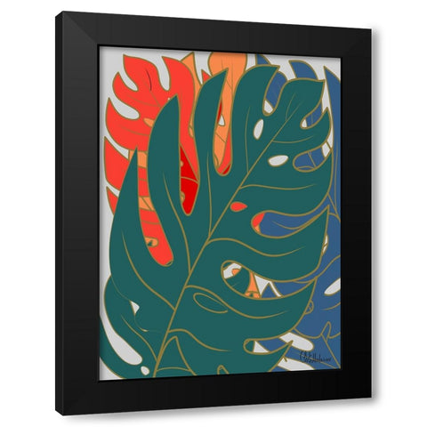 Colorful Leaves II Black Modern Wood Framed Art Print by Medeiros, Celito