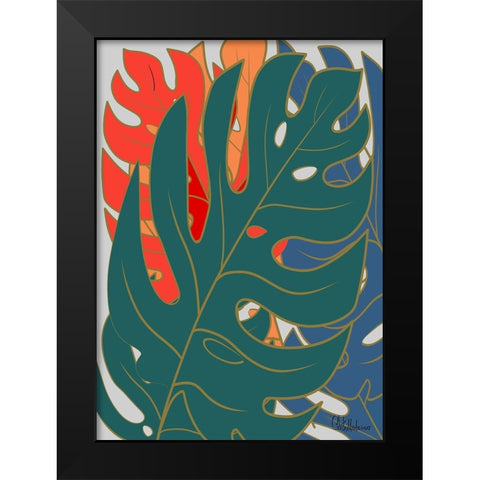 Colorful Leaves II Black Modern Wood Framed Art Print by Medeiros, Celito