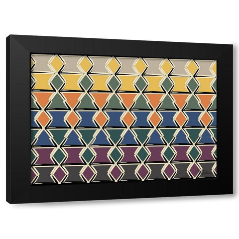 A Game with Abstract Shapes XLI Black Modern Wood Framed Art Print with Double Matting by Medeiros, Celito