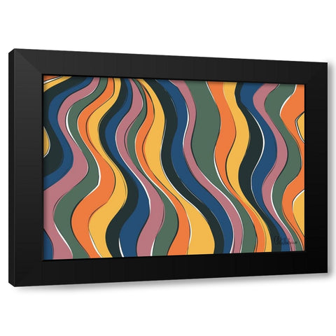 A Game with Abstract Shapes XLII Black Modern Wood Framed Art Print with Double Matting by Medeiros, Celito
