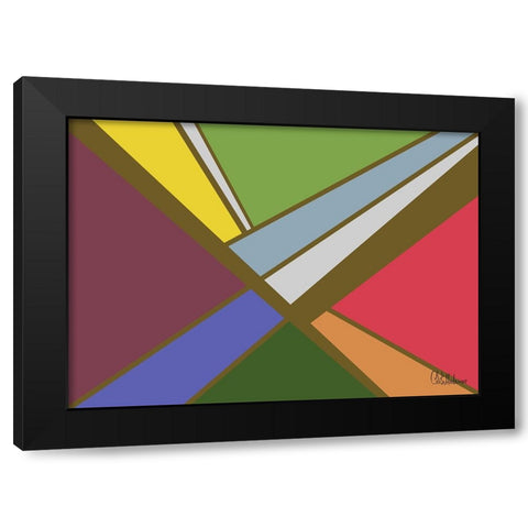 A Game with Abstract Shapes XLVII Black Modern Wood Framed Art Print with Double Matting by Medeiros, Celito