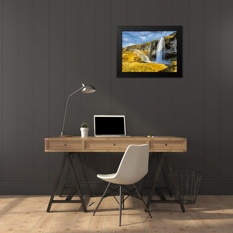 Watterfall Seljandfoss on  Iceland Black Modern Wood Framed Art Print by Medeiros, Celito