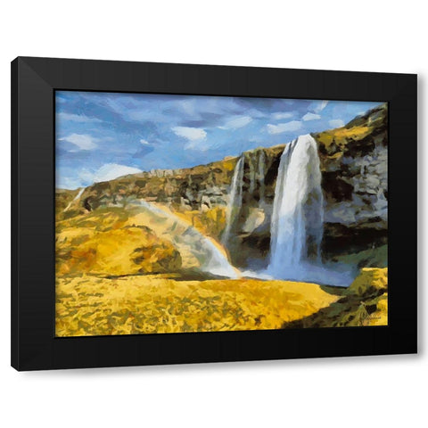 Watterfall Seljandfoss on  Iceland Black Modern Wood Framed Art Print with Double Matting by Medeiros, Celito