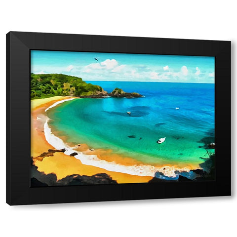 Blue Bay Black Modern Wood Framed Art Print by Medeiros, Celito