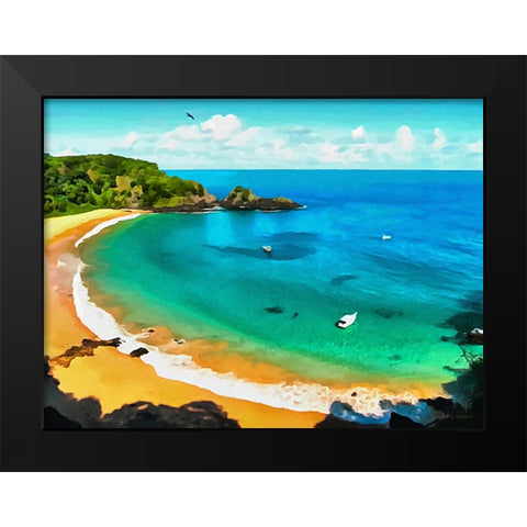 Blue Bay Black Modern Wood Framed Art Print by Medeiros, Celito