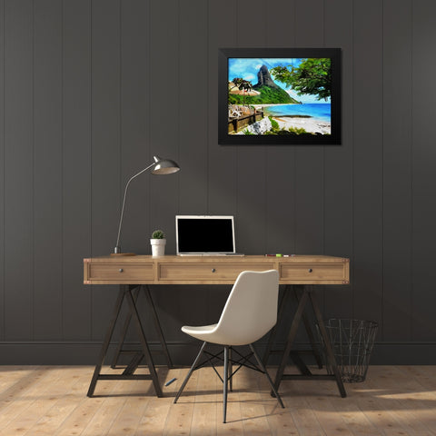 Rock on the Beach Black Modern Wood Framed Art Print by Medeiros, Celito