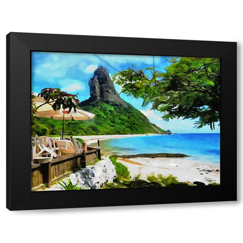 Rock on the Beach Black Modern Wood Framed Art Print with Double Matting by Medeiros, Celito