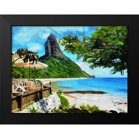 Rock on the Beach Black Modern Wood Framed Art Print by Medeiros, Celito
