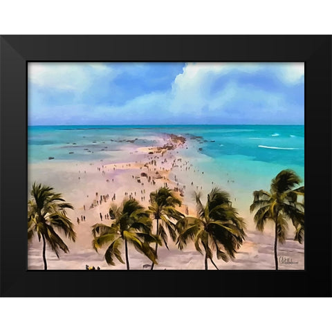 Endless Beach Black Modern Wood Framed Art Print by Medeiros, Celito