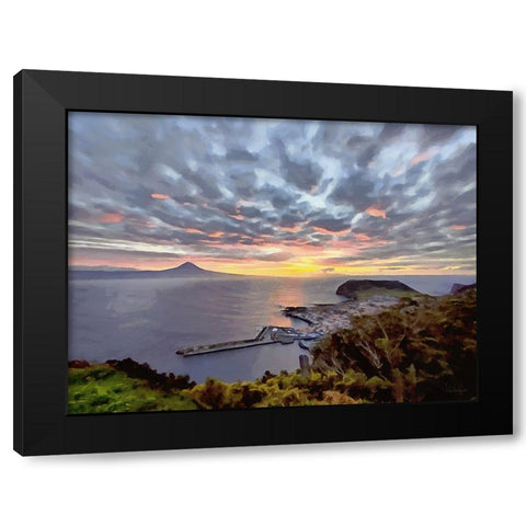 Sunset near the Volcano Black Modern Wood Framed Art Print by Medeiros, Celito