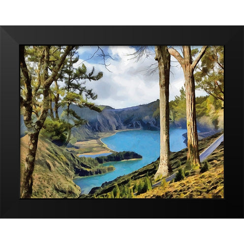 Blue Lake in the Mountains Black Modern Wood Framed Art Print by Medeiros, Celito