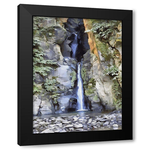 Watterfall between Rocks I Black Modern Wood Framed Art Print by Medeiros, Celito