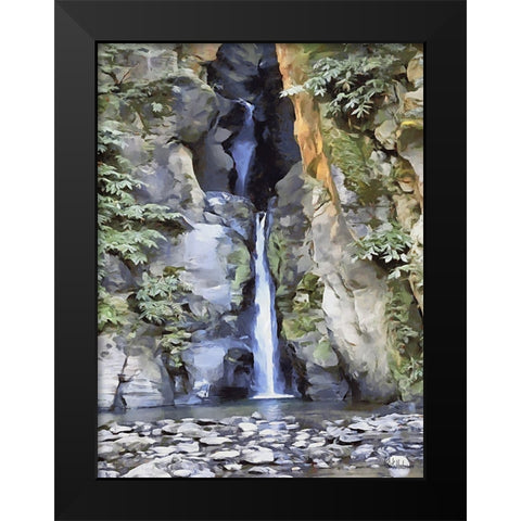 Watterfall between Rocks I Black Modern Wood Framed Art Print by Medeiros, Celito